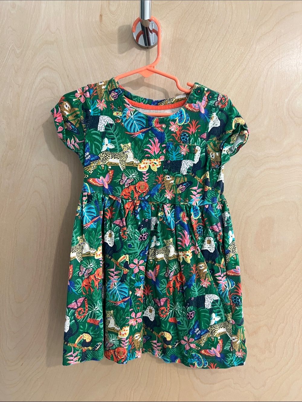 Mini Boden Green Tropical Animal Print Dress